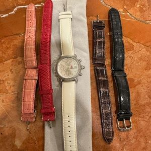 Michele watch diamond bezel, mother of pear face, 5 bands